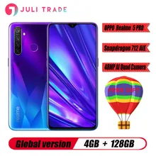 Мобильный телефон Oppo Realme 5 PRO с глобальной версией, Snapdragon 712 AIE, 4305 мА/ч, полноэкранный экран, 4 Гб ram, 128B rom, 6,3 МП, 5 камер