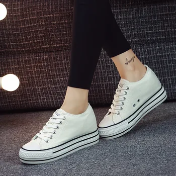 

Vintage Women Shoes Canvas Denim Sneakers Women Hidden Heels Platform Sneaker Women Canvas Zapatillas Mujer Plataform Gruesa