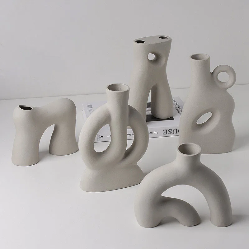 

Керамическая ваза в скандинавском стиле, украшение для засушенных цветов, творческое искусство, для дома, гостиной, настольное украшение