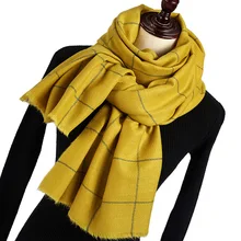 Новинка, Осень-зима, черный, красный, зеленый, желтый, буйвол, шотландка, клетчатый шарф для женщин и мужчин, плотный флис, шерсть, теплые шарфы, пончо, накидка