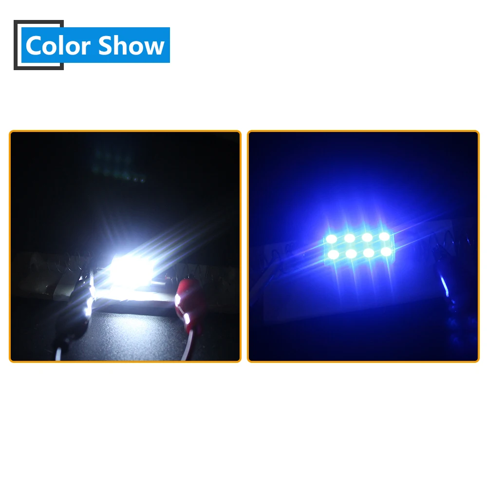 100X12 V 31/36/39/41 мм C5W 1210 8SMD гирляндные лампы 3175 купол потолочные светильники Лампы для чтения бесполярности белый