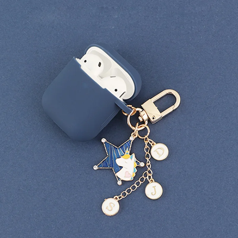 Luxury Cute Moon Cat Girls Key Ring Blue Silicone Case for Apple Airpods Cases Bluetooth Earphone Protective Cover Headset Box - Цвет: Model4