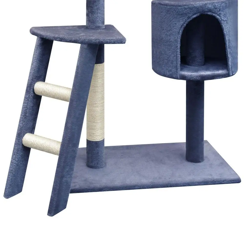 

Cat Tree with Sisal Scratching Posts 150cm Dark Blue Cat Scratches Multi-level Play Center Fully Functional High-rise Platform