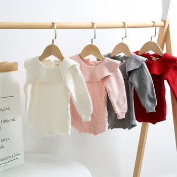 

Spring Autumn Newborn Baby Girls Boys Knitting Long Sleeve Rompers Infant Baby Cute Babysuits Solid Jumpsuits