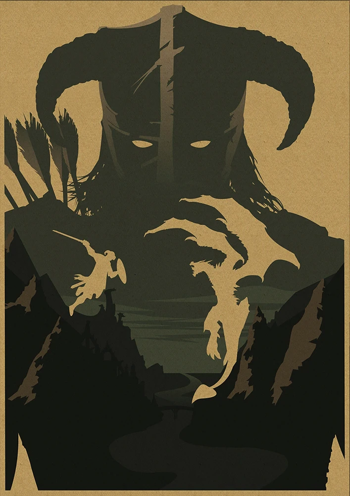 Старый свиток V Skyrim Классическая игра крафт-бумага плакат стикер стены Бар Кафе гостиная столовая украшение стикер стены - Цвет: 3