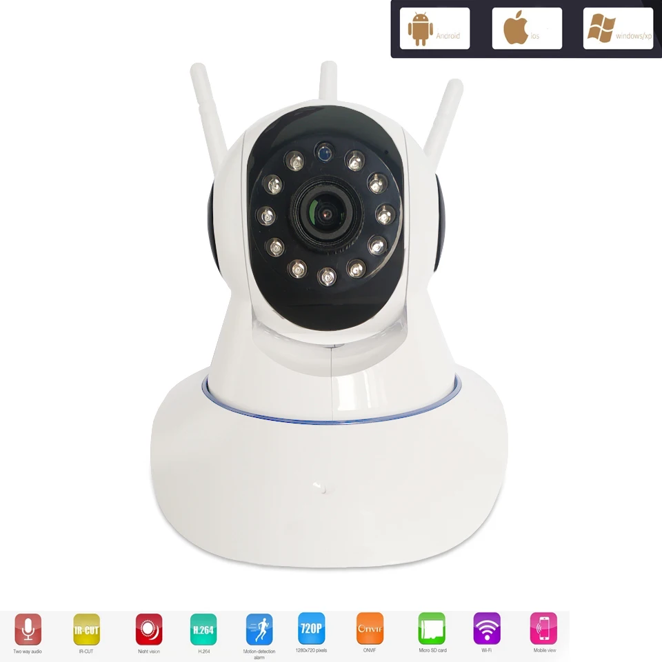 

HD Camera 3 antenna Wifi IR-Cut Night Vision Two Way Audio P2P Video Surveillance Security Camera wireless ip camera