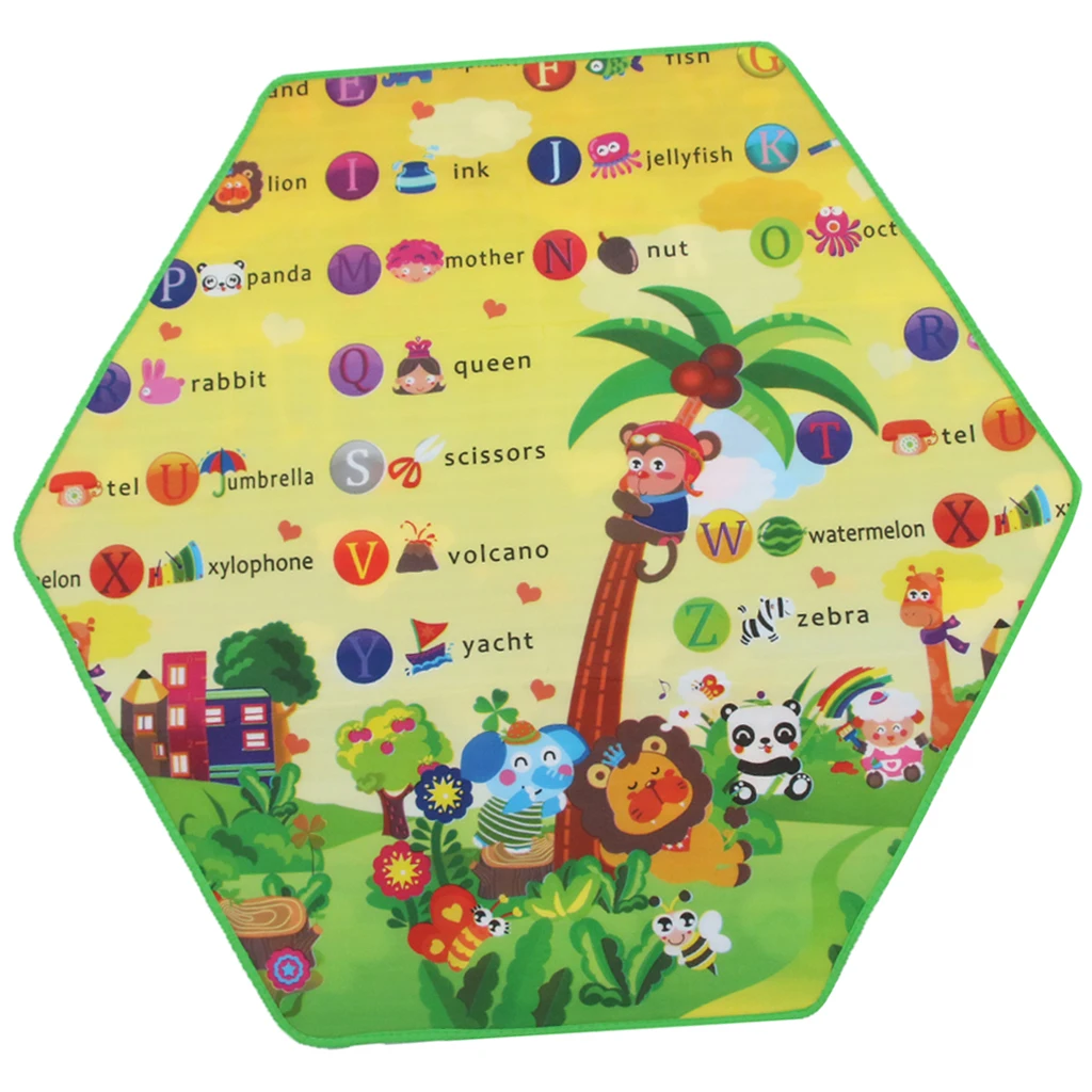 Kids Baby Hexagonal Cartoon Crawling Carpet Play Mat Rug Toy Early Learning