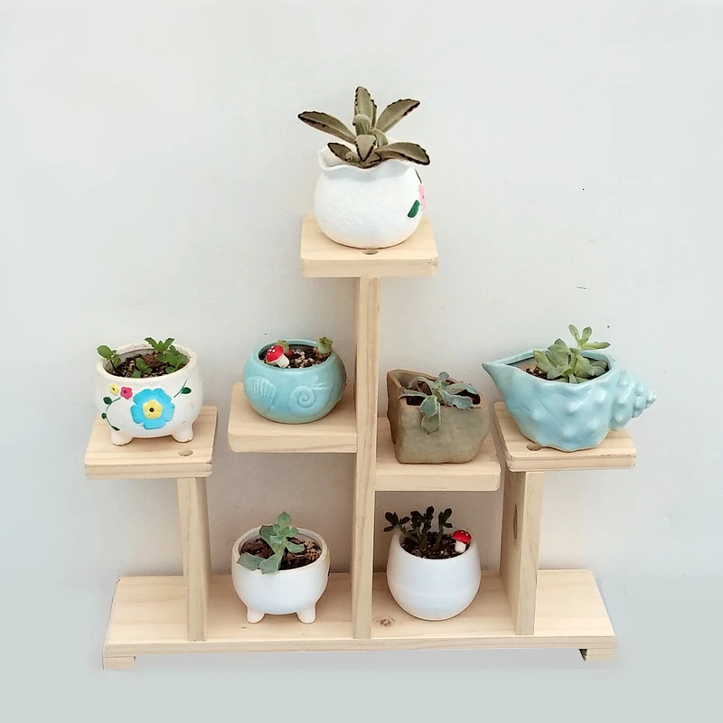 

Indoor Small Flower Rack Woodiness Multi-storey Desktop Flowerpot Planting Botany Frame Decorate