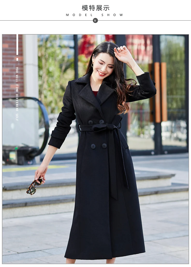 Autumn/winter New Women's Casual Wool Blend Trench Coat Oversize Cashmere Coats Cardigan Long Coat With Belt