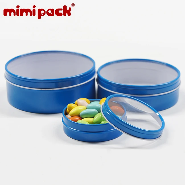 Горячая mimipack 12 шт Металлические Круглые банки пищевые банки ювелирные изделия контейнеры банки с прозрачной крышкой окна жестяные коробки