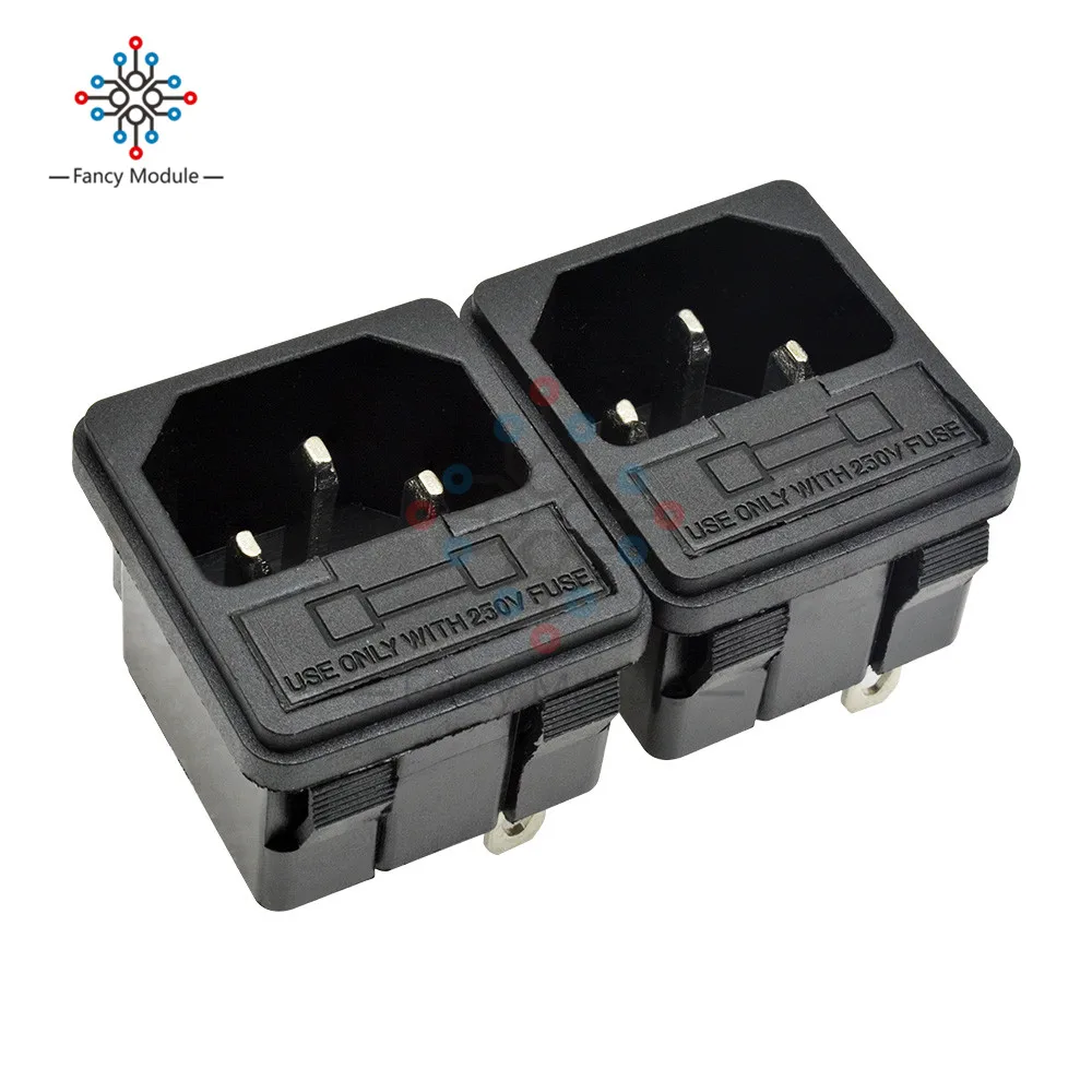5 шт./лот AC 250 В 10A IEC320 C14 Мужской адаптер Железный сердечник 3 клеммы входное гнездо питания с держателем предохранителя