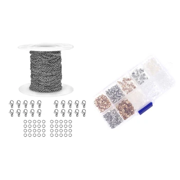 

1set 33 Feet Stainless Steel Silver Color Chain Link Cable 2.0mm & 1set DIY Jewelry Accessories Earplugs Handmade Basic