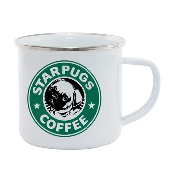 

Stainless Steel Camping Coffee Mug Gift,Fashion Pug dog Mug Cup Birthday Christmas Outdoors Metal Enamel Campfire Cup