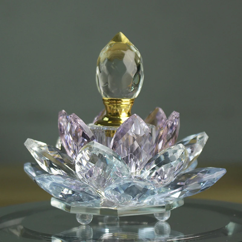 3ML Refillable Crystal Glass Lotus Flower Perfume Bottle Arttar Oil Scent Empty Glass Bottle Fragrance Container Gift Home Decor glass bottles mini perfume bottles