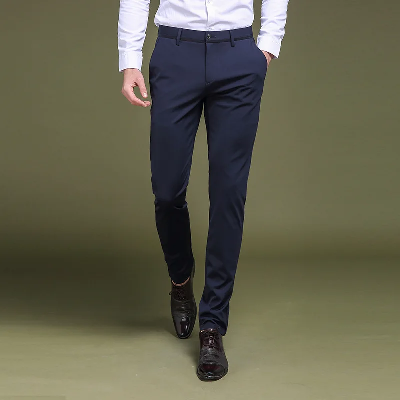 

Summer New Style Top Grade MEN'S Casual Pants Youth Business Men's Slim Fit Thin Men's Trousers No Ironing Elasticity West Pants