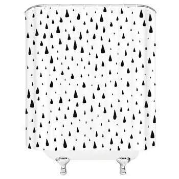 

Abstract Shower Curtain Sets Black Raindrop Polyester Bathroom Decoration 70×70 Inch with Hook Hole