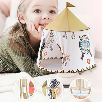 

Kids Tent Outdoor Portable Princess Castle Hang Flag Children Teepee Tent Playhouse Indoor Birthday Christmas Gift