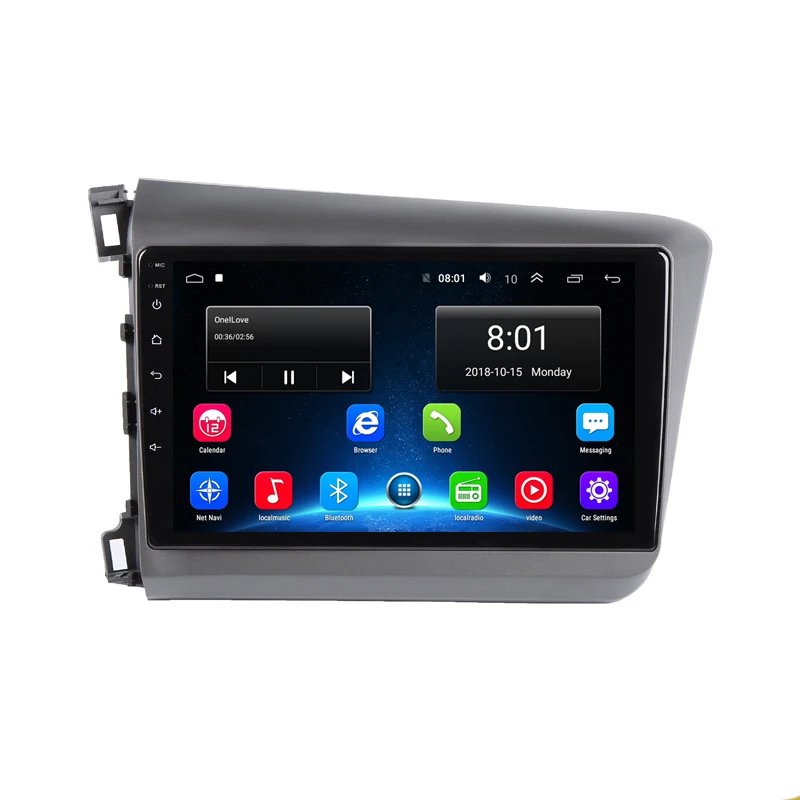 Top 9" 2.5D IPS Android 9.1 Car DVD Multimedia Player GPS For Honda Civic 2010 2011 2012 2013 2014 radio DSP 32EQ stereo navigation 13