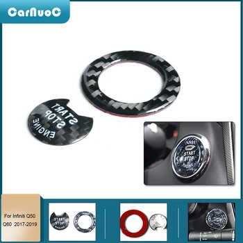 

Car Interior Styling Engine Start Stop Button Cover Trim Carbon Fiber Decor Sticker For Infiniti Q50 Q60 Nissan Sunny Tiida
