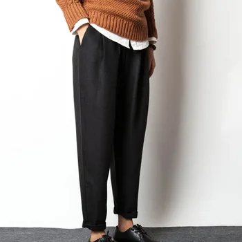 

Outono novos homens de linho algodão solto calça casual masculina moda sólida harem calças jogger sweatpants