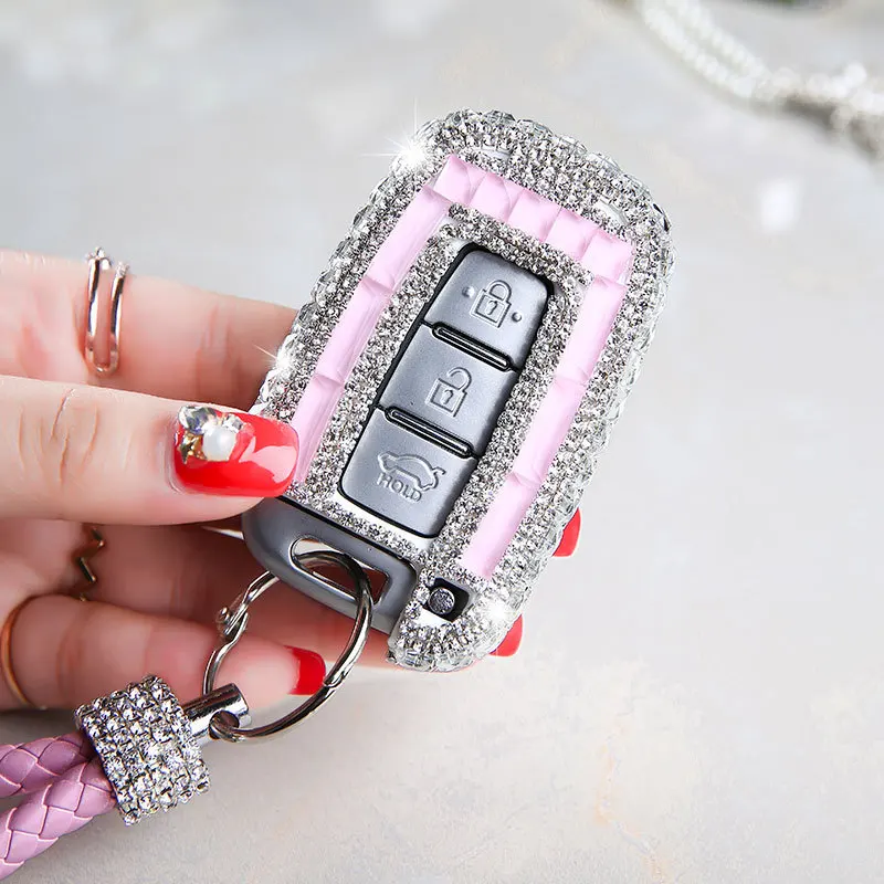 Color Diamond Crystal Car Key Case Cover For Hyundai Solaris HB20 Veloster SR IX35 Accent Elantra i30 For KIA RIO K2 K3 Sportage