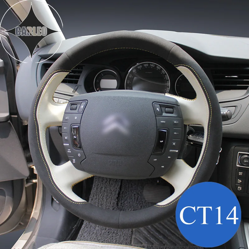 

Car Steering Wheel Cover for Citroen C-Quatre C5 Xsara C4L C2 DS5 6 C3-XR Genuine Suede Leather Stitching Customized Holder