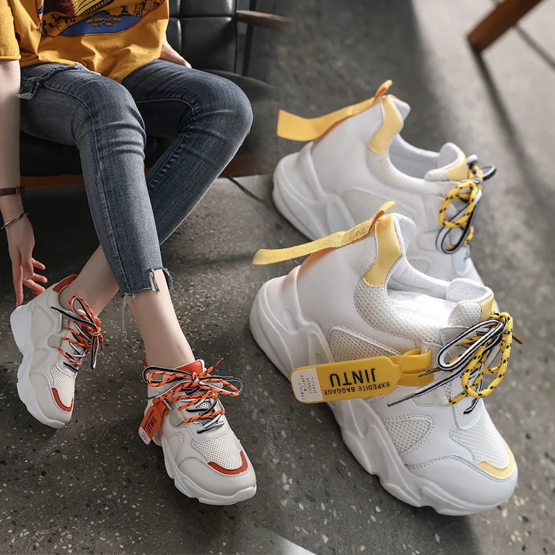 

Athletic Shoes Women's 2019 Summer New Style Mesh Breathable Casual Shoes Tag-Style Elevator Shoes Women's
