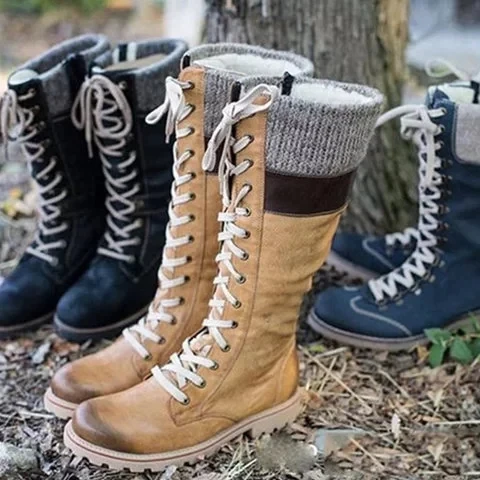 Vogue Nice Leather Women Boots Autumn Winter Chunky Ladies Boots For Women Shoes Winter Boots Women Botines Mujer
