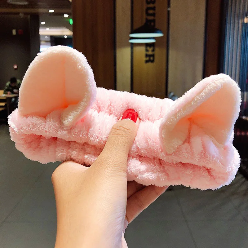 Wash Face Hair Holder Hairbands Soft Warm Coral Fleece Bow Animal Ears Headband For Women Girls Turban Fashion Hair Accessories banana hair clips Hair Accessories