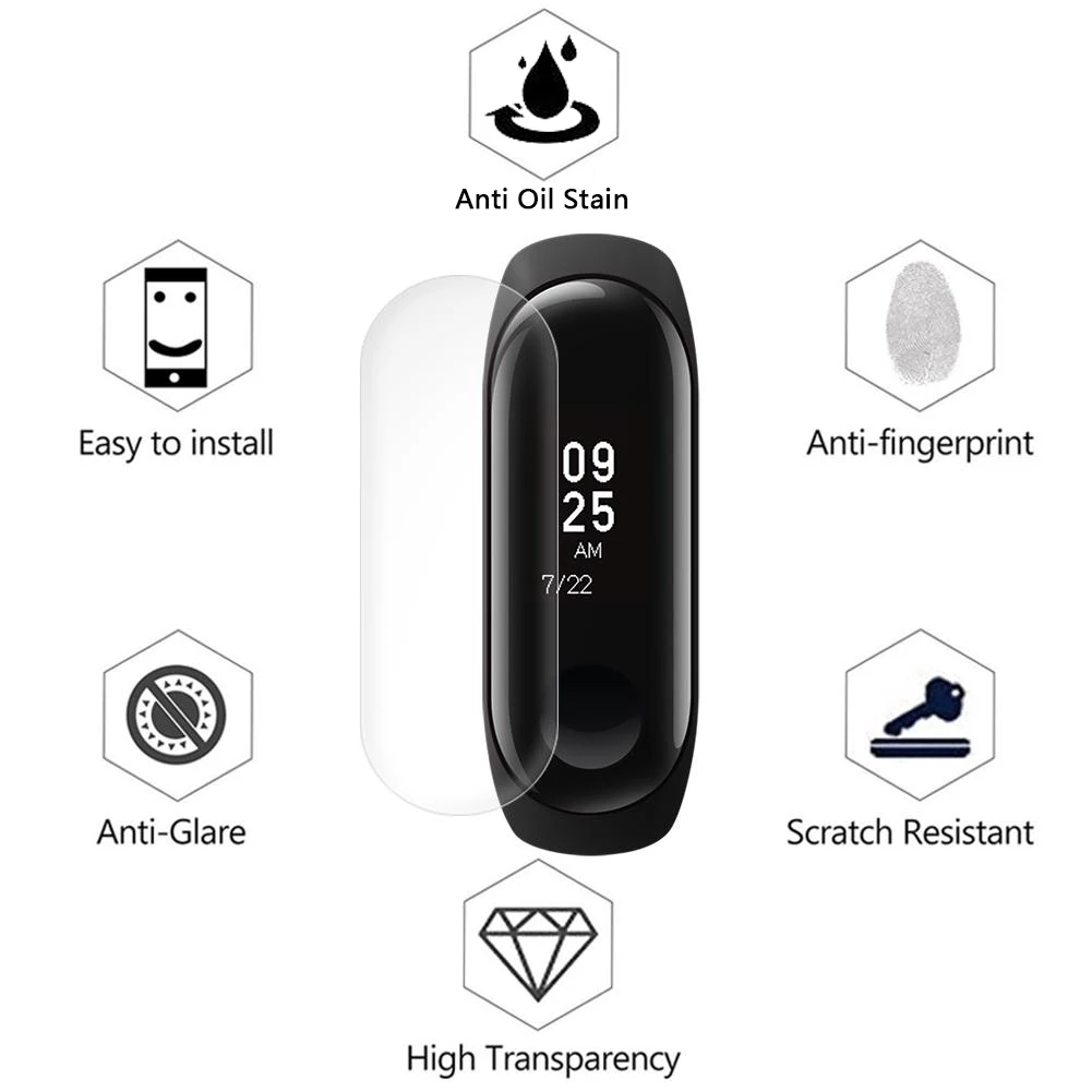 6 шт закаленное покрытие мягкая пленка на Xiaomi mi Band 4 протектор экрана для mi Bracelet 3 ban4 пленка tpu(термополиуретановая пленка) не защитное стекло