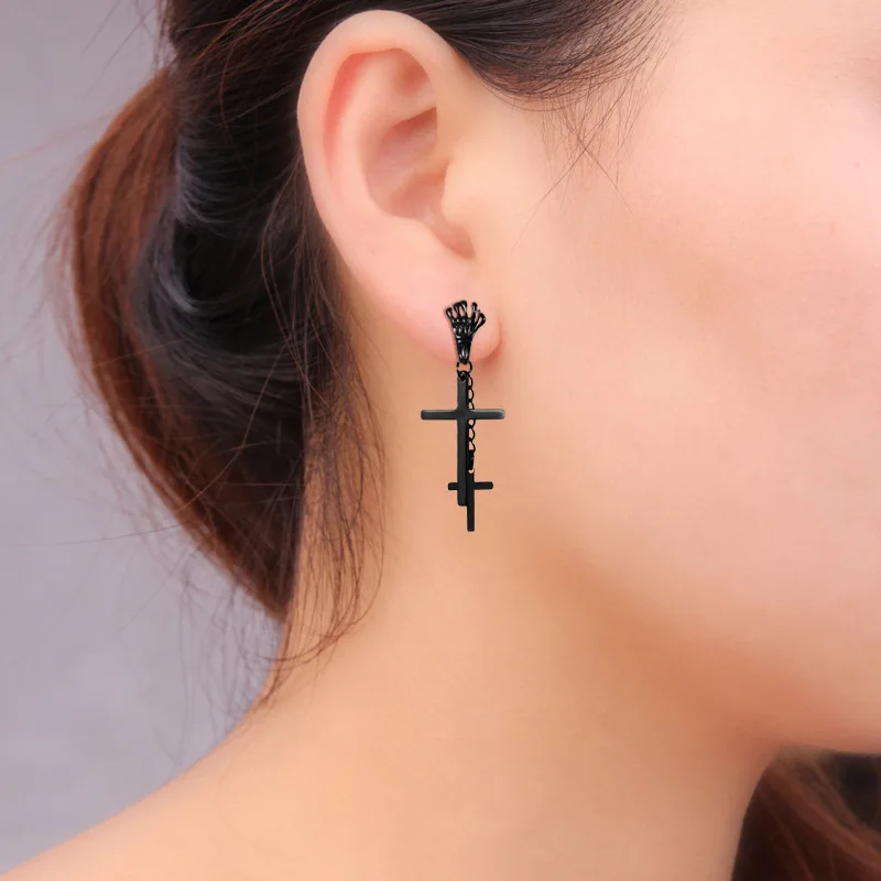 Stud Earrings Dangle Earrings Hoop Earrings Drop Earrings Pendant Earrings Long Earrings Golden Earrings Multi Types Unisex Black Gold Color Stainless Steel Earring For Women Men Punk Gothic Piercing Fake Earrings Jewelry Gift 1 Pair