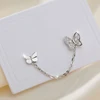 ANENJERY-Boucles d'Oreilles Papillon en Argent pour Femme, Double Trou d'Oreille, Pompon, Bijoux