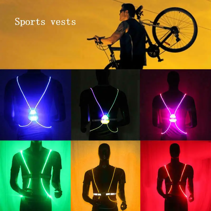 

LED Flash Reflective Night Safety Vest Strap Night Running Cycling Glow Belt Night Bicycling Safety Warning LED Light