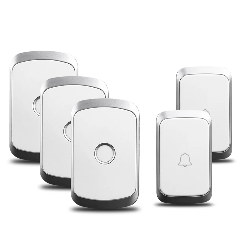 2 button 3 receiver CACAZI, умный беспроводной дверной звонок, водонепроницаемый аккумулятор, 1, 2 кнопки, 1, 2 приемника, США, ЕС, Великобритания, AU, вилка, Домашний Беспроводной звонок, звонок, колокольчик - Цвет: 2 button 3 receiver