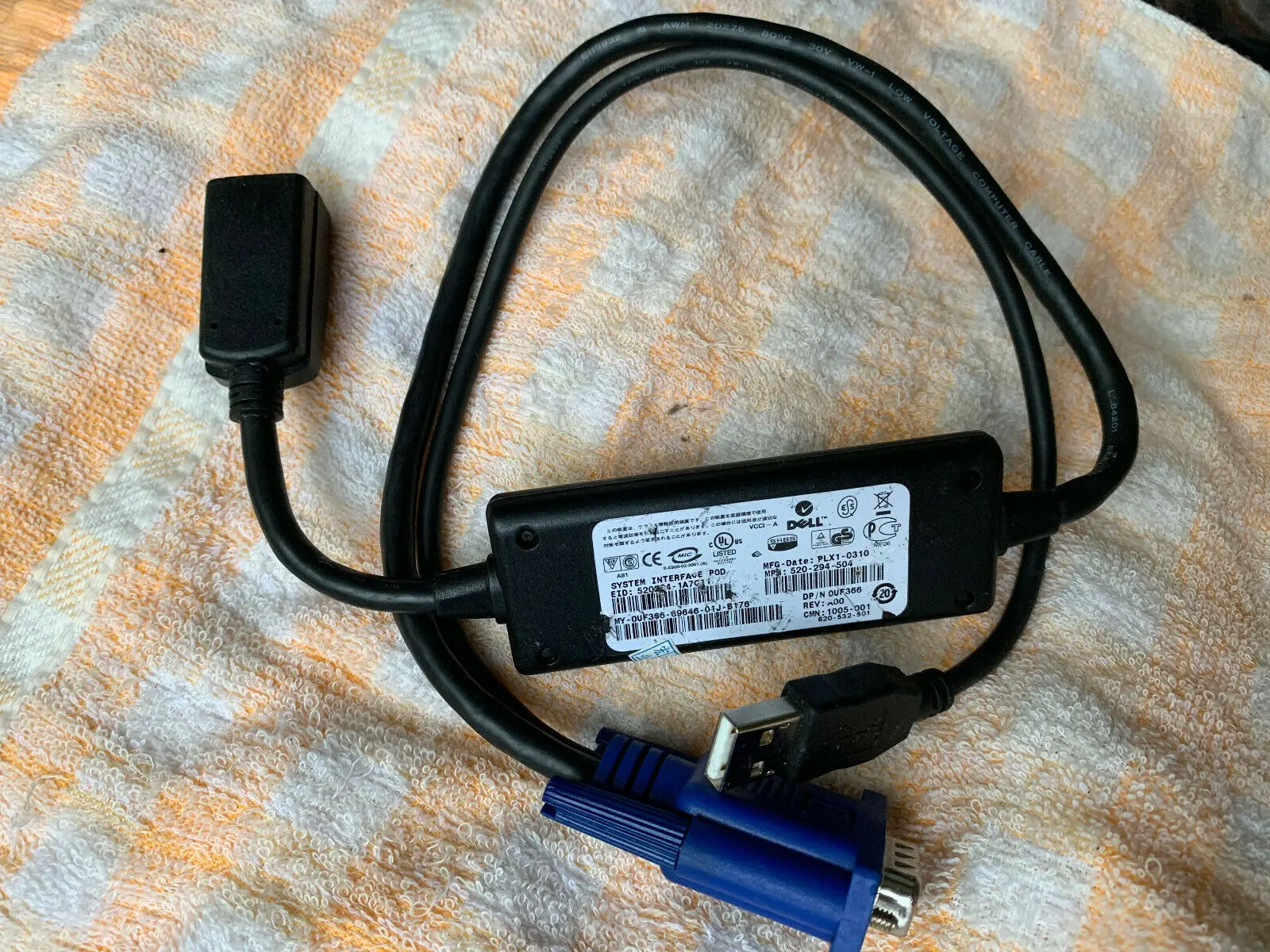 Б/у DP/N OUF366 520 294 505 USB KVM POD кабель для сервера Dell интерфейс системы|Компьютерные