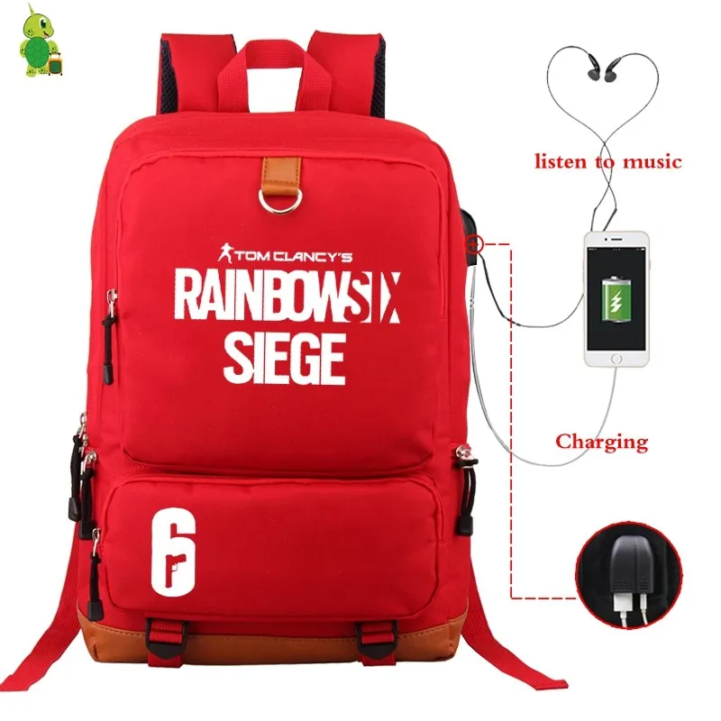 12 Игровой рюкзак Tom Clancy's Rainbow Six Siege с USB зарядкой, женский и мужской рюкзак для ноутбука, школьные сумки для подростков, большие дорожные сумки - Цвет: 12