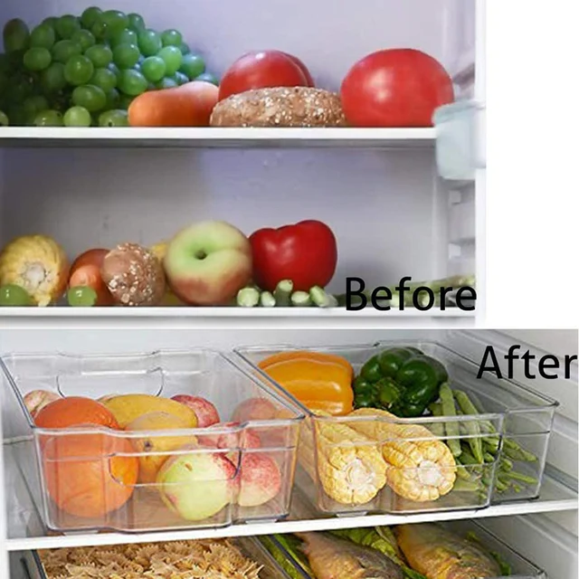 Xianchow Refrigerator Organizer Bins, Clear Pantry Organization and Storage  with Cutout Handles, Set Of 6 Stackable Plastic Freezer Organizer Bins for