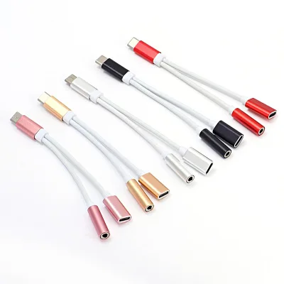 2 в 1 Тип C до 3,5 мм зарядное устройство для наушников аудио разъем USB C кабель портативный type-C до 3,5 мм разъем адаптер для мобильного телефона