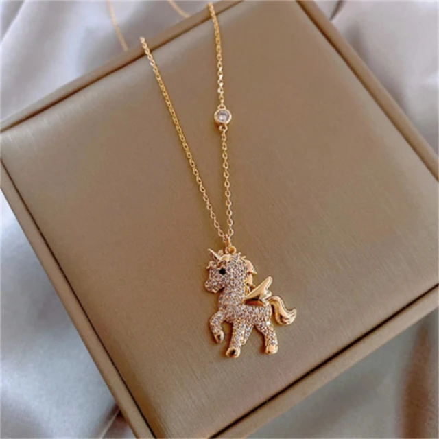 Exquisite Fashion Unicorn Necklace Color Cartoon Unicorn Jewelry Pendant  Necklace for Women Party Birthday Anniversary Gift