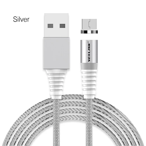 VOXLINK светодиодный магнитный usb-кабель для iPhone Xs Max 8 7 6 и кабель USB type C и кабель Micro usb для samsung Xiaomi huawei htc USB C - Цвет: Silver for Micro