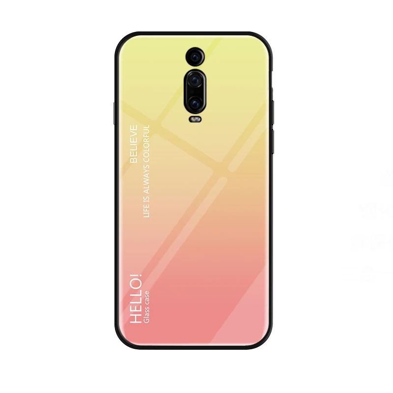 Gradient Tempered Glass Case for Xiaomi Redmi K20 Pro 7A 7 6A 6 5 Plus S2 Phone Case for Redmi Note 7 6 5 Pro 5A Prime 4X 4 - Цвет: Цвет: желтый