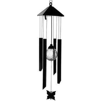 

Wind Chime Changing Color Solar Lights Garden Outdoor Window Decoration Crackle Glass Globe Solar Garden Lights