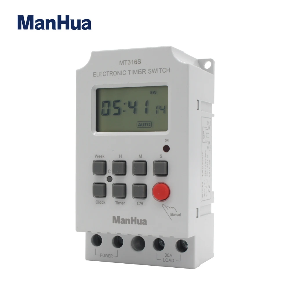 ManHua 220V 30A MT316S Input 7 Days Programmable 24hrs TIMER SWITCH Time Relay Output 3