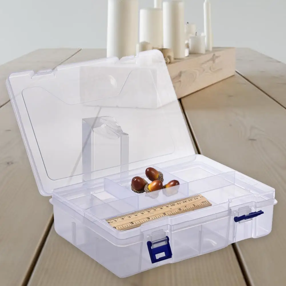 Comprar 2 uds Caja de Herramientas desmontable de doble capa 8 rejilla componentes de plástico transparente caja contenedores caja de almacenamiento multiusos