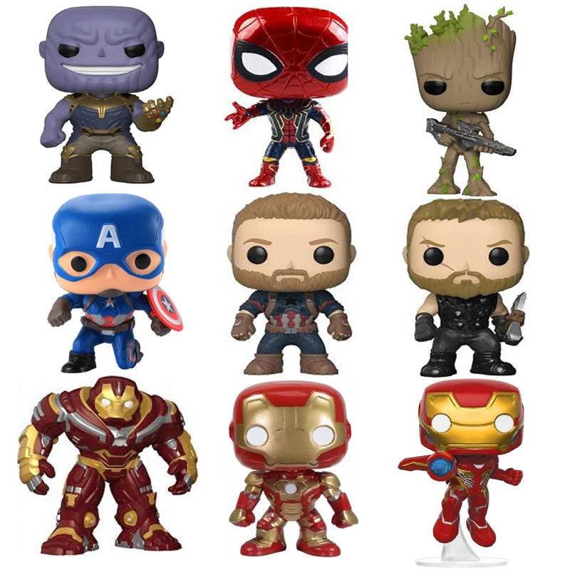 

FUNKO POP Avengers Infinity War Thanos Captain America Iron Man Action Figure Thor Toy Spiderman Panther PVC Model Doll for Boy