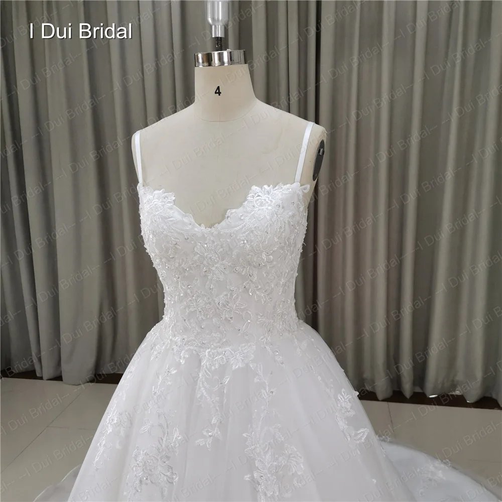 Спагетти ремень кружевная Апликация свадебное платье изготовленный на заказ свадебное платье