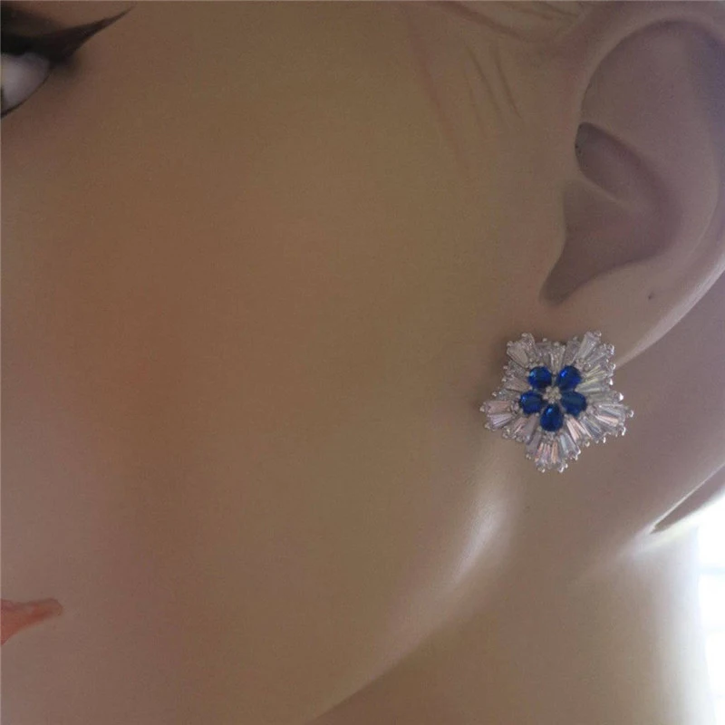 Waliicorners Wedding Earrings Aesthetic Cubic Zirconia Flower Design Ear Stud Piercing Earrings 6 H15475e2d287e4a848ad8e73e6f3a6f64L