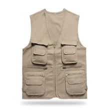 Весна стиль мужской жилет среднего возраста промытый хлопок мульти-карманы рыболовный жилет от производителя