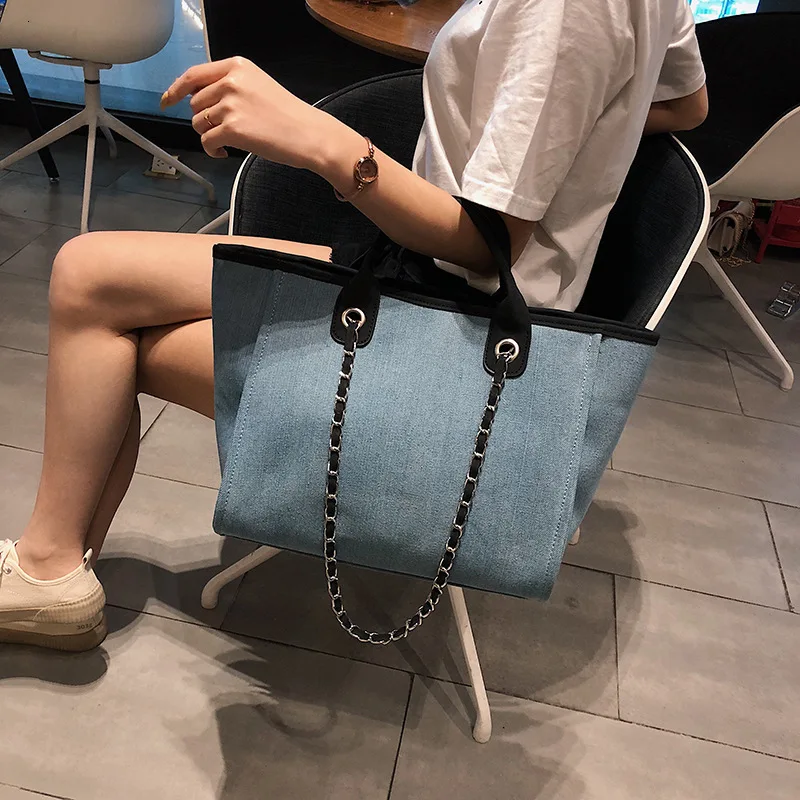 Женские сумки через плечо для женщин сумка Новая Элегантная корейская модная повседневная сумка простая Холщовая Сумка на плечо с цепочкой Диагональная Сумка