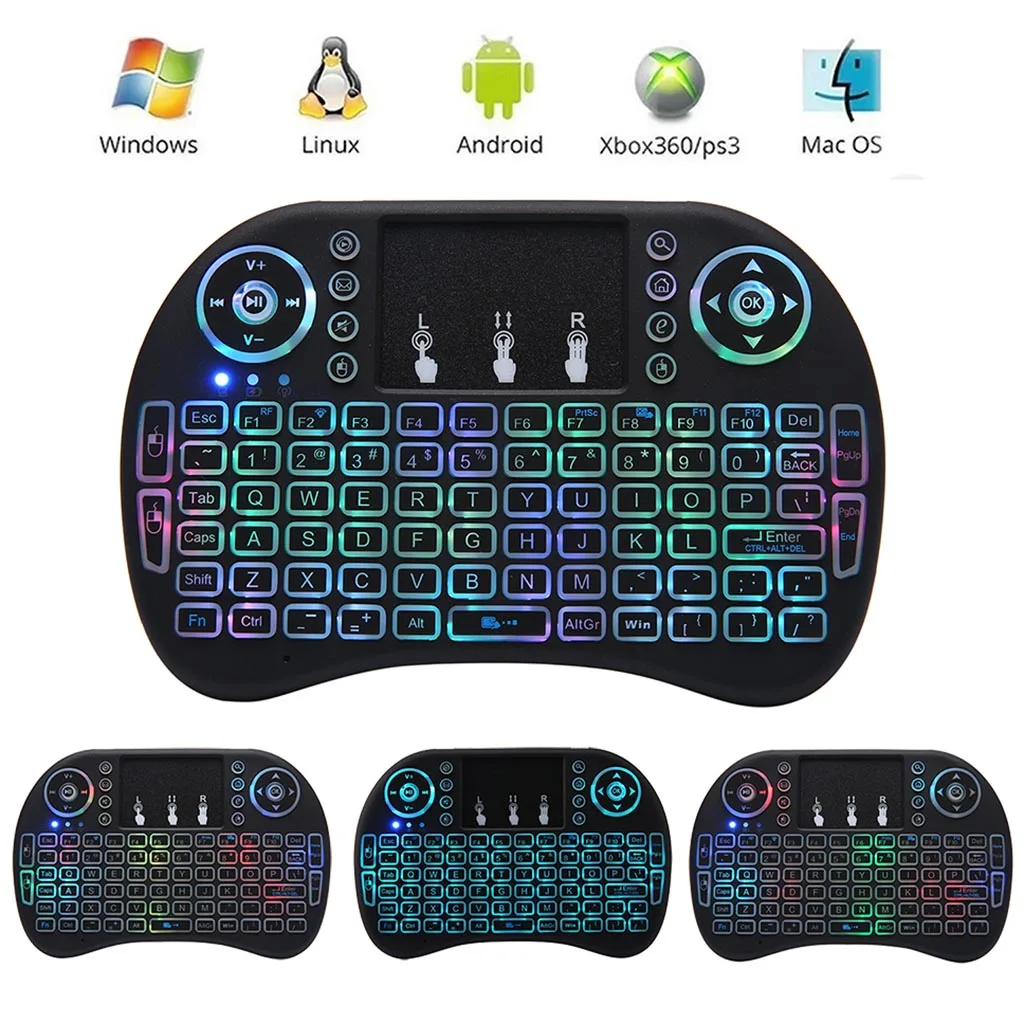 

I8 Tri-color Backlight Aerial Mouse Remote Smart Controller Mini Keyboard For Android TV BOX Mini PC 2.4Ghz Wireless Keyboard